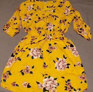 Allover Floral little yellow dress